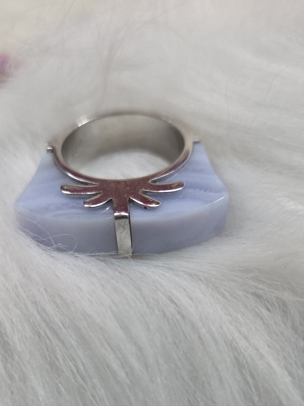 Sterling Silver And Jade Palm Accent Ring - Silver Size 8